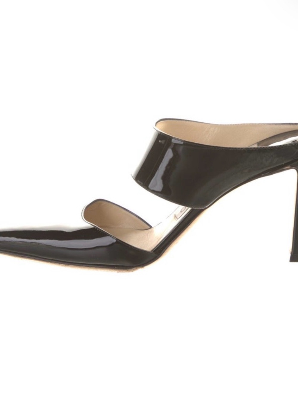 Jimmy Choo Black Patent Pointed Mule Heels